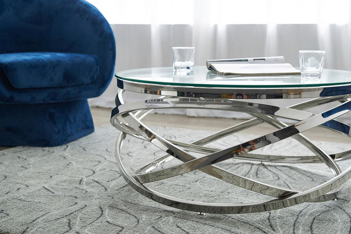 COUCHTISCH in Metall, Glas 80/80/42 cm  - Klar/Silberfarben, Design, Glas/Metall (80/80/42cm) - Livetastic