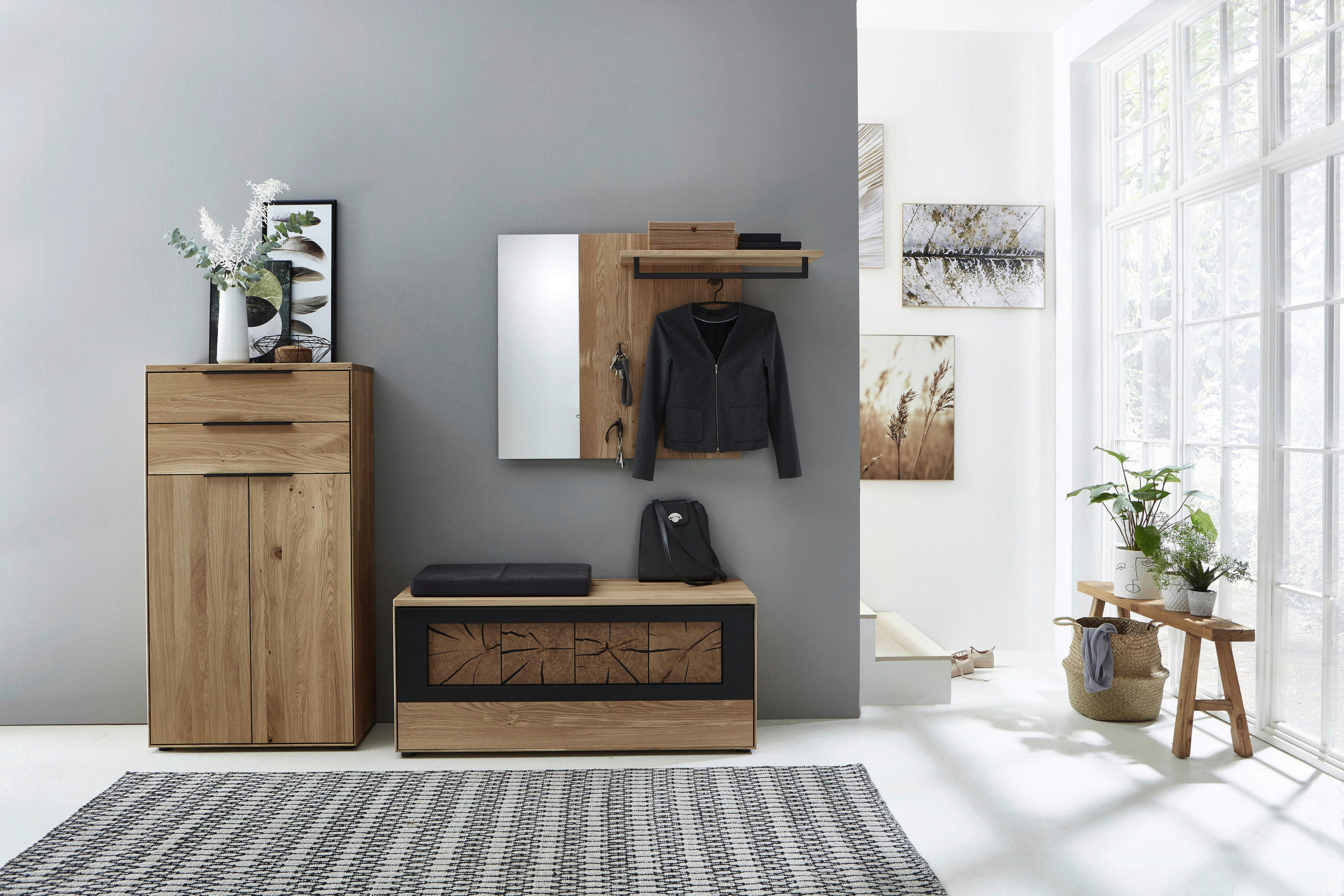 GARDEROBE  in 233,8/182/45,2 cm  - Wildeiche, Design, Glas/Holz (233,8/182/45,2cm) - Valdera