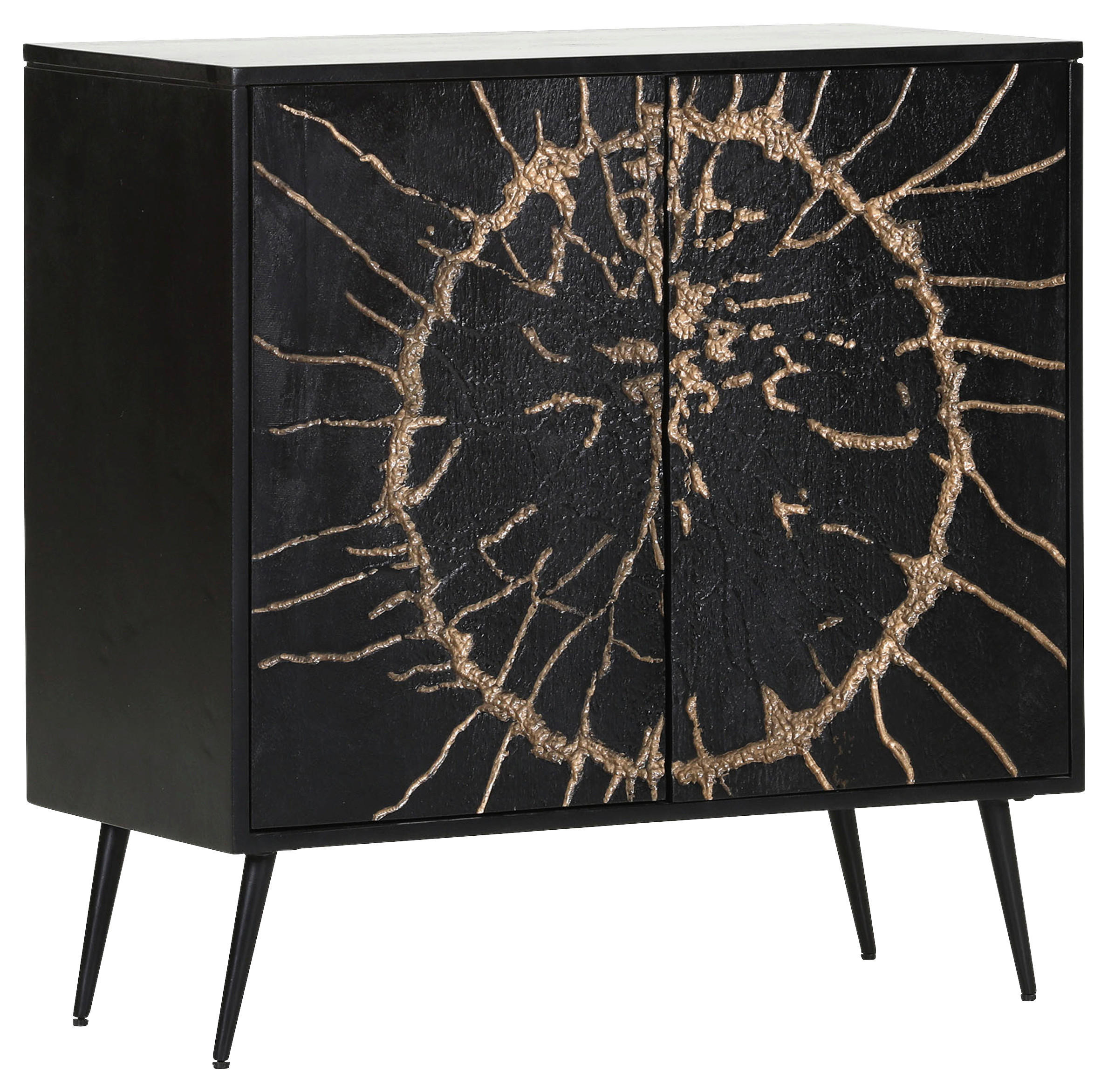 KOMMODE  in 90/90/40 cm  - Goldfarben/Schwarz, Design, Holz/Metall (90/90/40cm) - Landscape