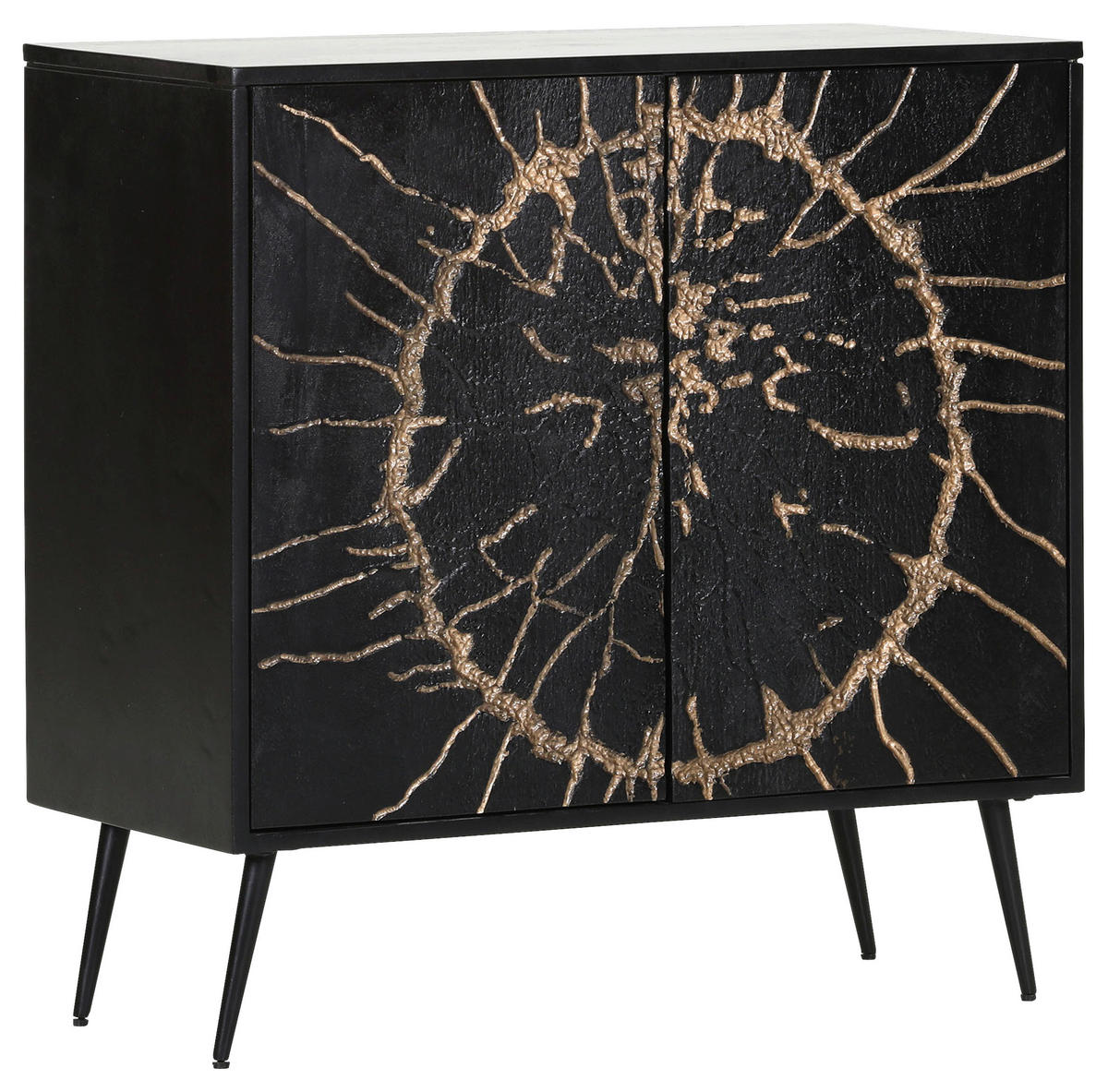 KOMMODE  in 90/90/40 cm  - Goldfarben/Schwarz, Design, Holz/Metall (90/90/40cm) - Landscape