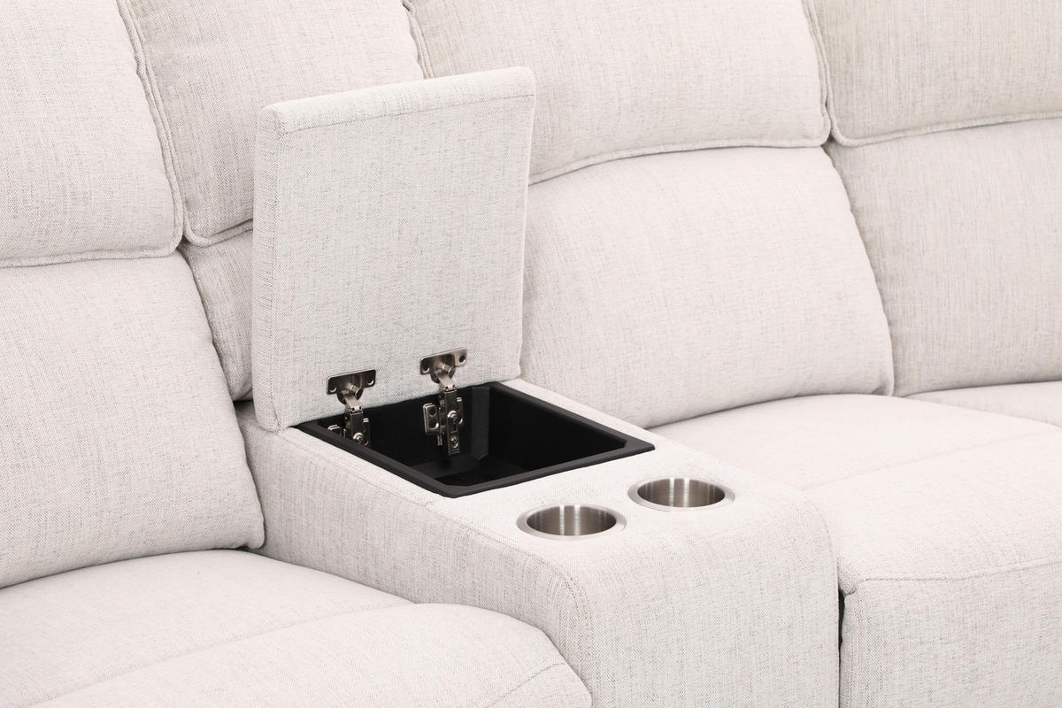 ECKSOFA Weiß Leinenoptik  - Schwarz/Weiß, KONVENTIONELL, Holz/Kunststoff (240/102/265cm) - Livetastic
