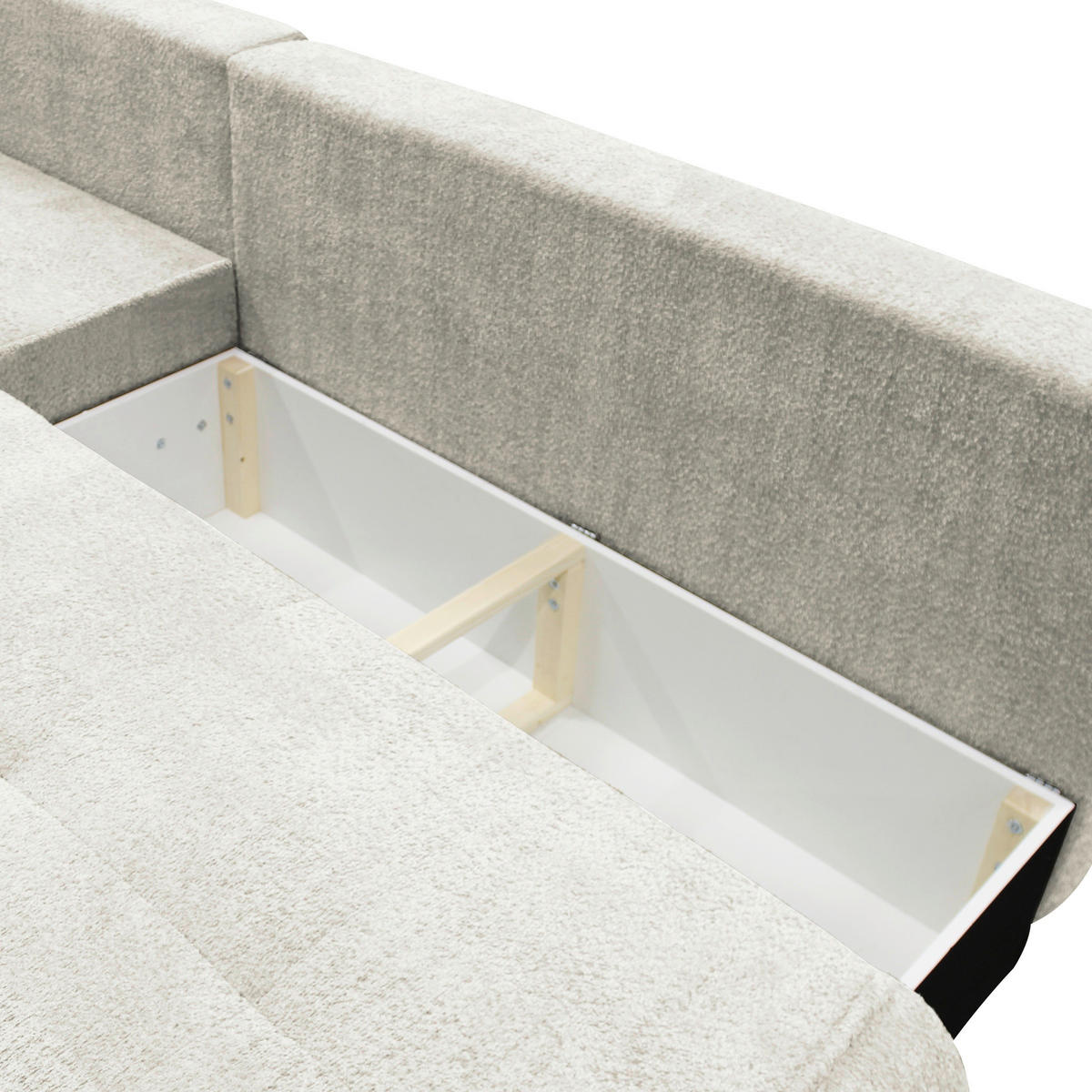 ECKSOFA PAROS Creme Bouclé  - Creme/Schwarz, Design, Kunststoff/Textil (179/277cm) - MID.YOU