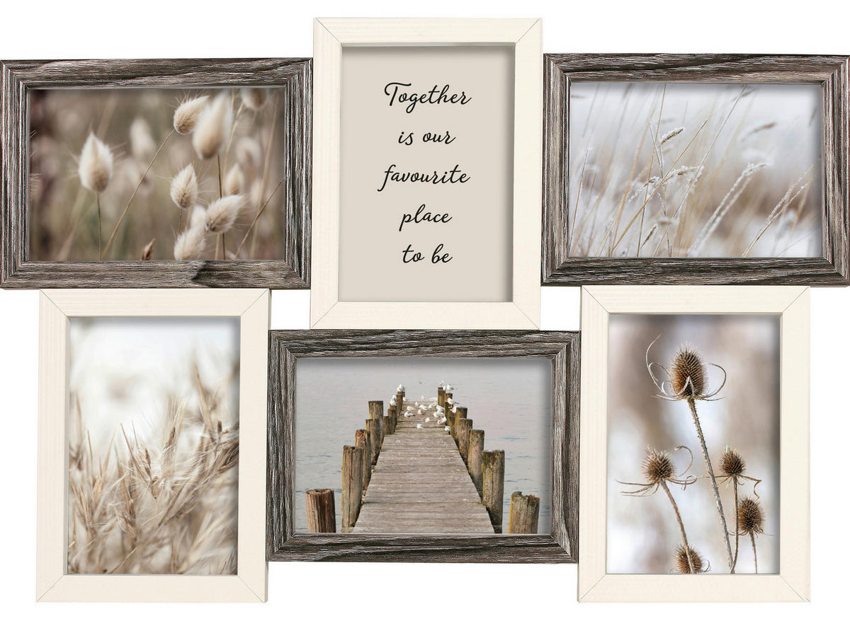 RÁM NA FOTOKOLÁŽ, 6 foto, 46,5/32/1,8 cm - viacfarebná, Basics, kompozitné drevo/sklo (46,5/32/1,8cm)