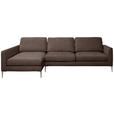 ECKSOFA Braun Chenille Rückenkissen, Rücken echt  - Silberfarben/Braun, KONVENTIONELL, Textil/Metall (143/284cm) - Carryhome