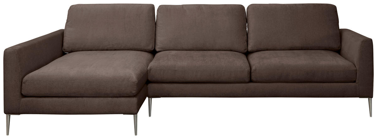 ECKSOFA Braun Chenille  - Silberfarben/Braun, KONVENTIONELL, Textil/Metall (143/284cm) - Carryhome