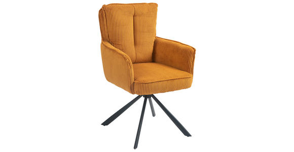 ARMLEHNSTUHL in Eisen Cord - Currygelb/Schwarz, Design, Textil/Metall (62/95/67cm) - Novel