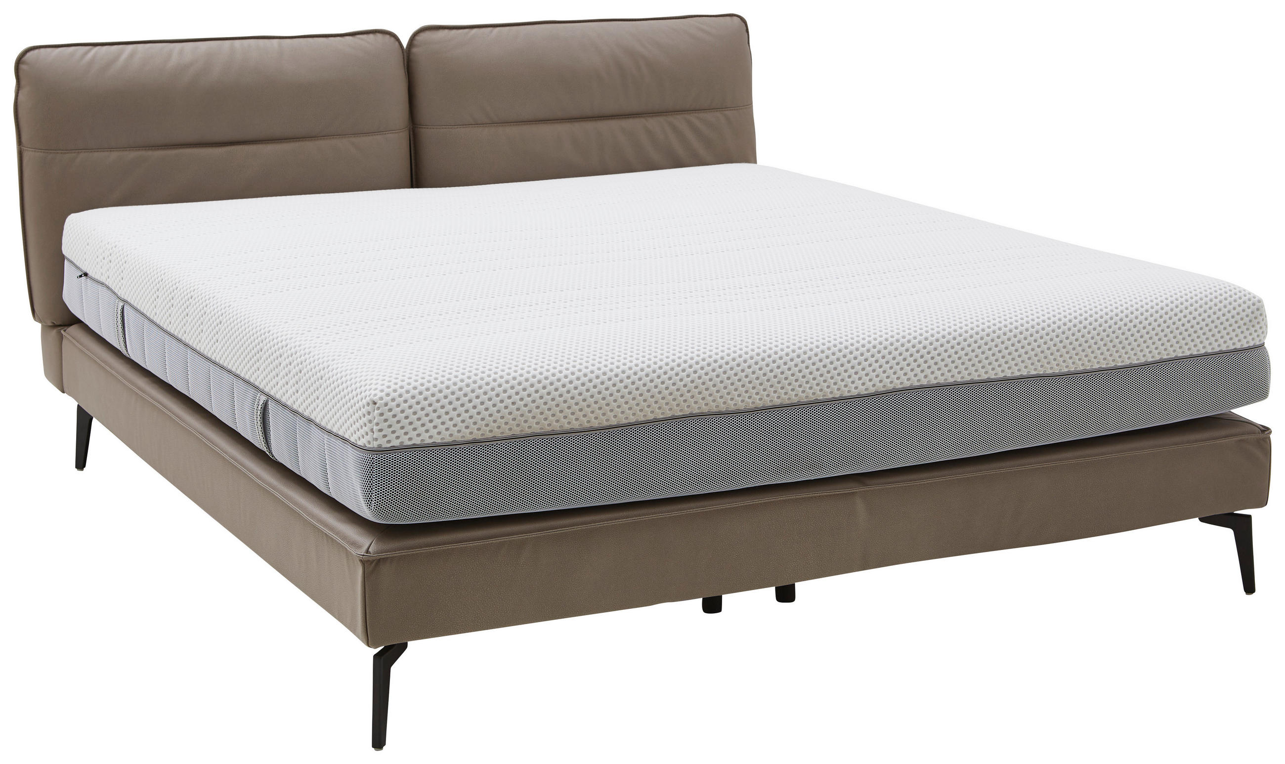 BOXSPRINGBETT 180/200 cm  in Hellbraun  - Hellbraun/Schwarz, Design, Textil/Metall (180/200cm) - Johann Jakob