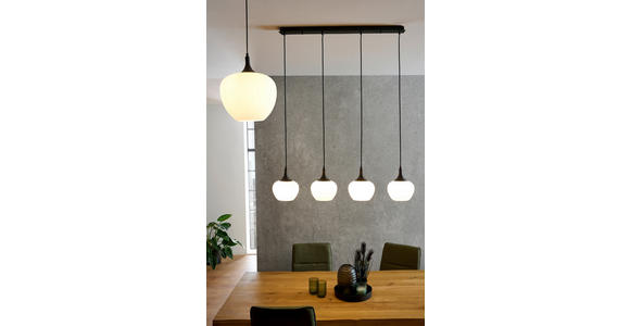 HÄNGELEUCHTE 100/18/120 cm - Schwarz/Weiß, Basics, Glas/Metall (100/18/120cm) - Novel