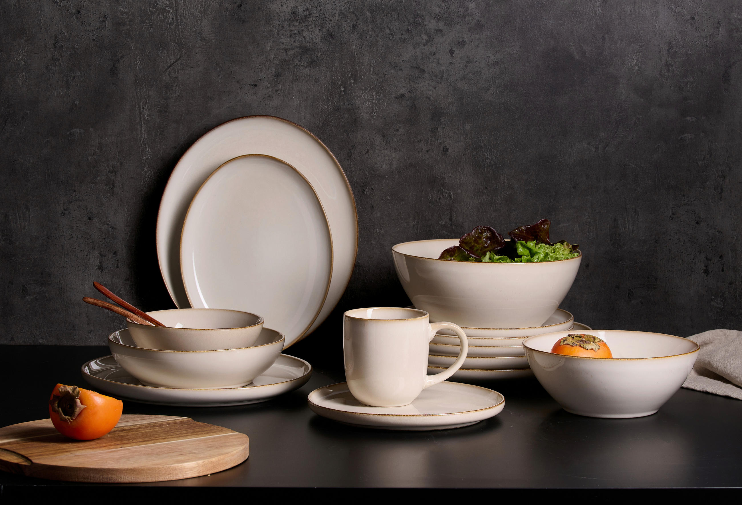 FRÜHSTÜCKSSET Creme Olivia  - Creme, KONVENTIONELL, Keramik (34/18/23cm) - Ritzenhoff Breker