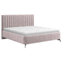OBLAZINJENA POSTELJA 160 cm   x 200 cm  , tekstil starinsko roza  - črna/starinsko roza, Konvencionalno, kovina/tekstil (160/200cm) - Hom`in