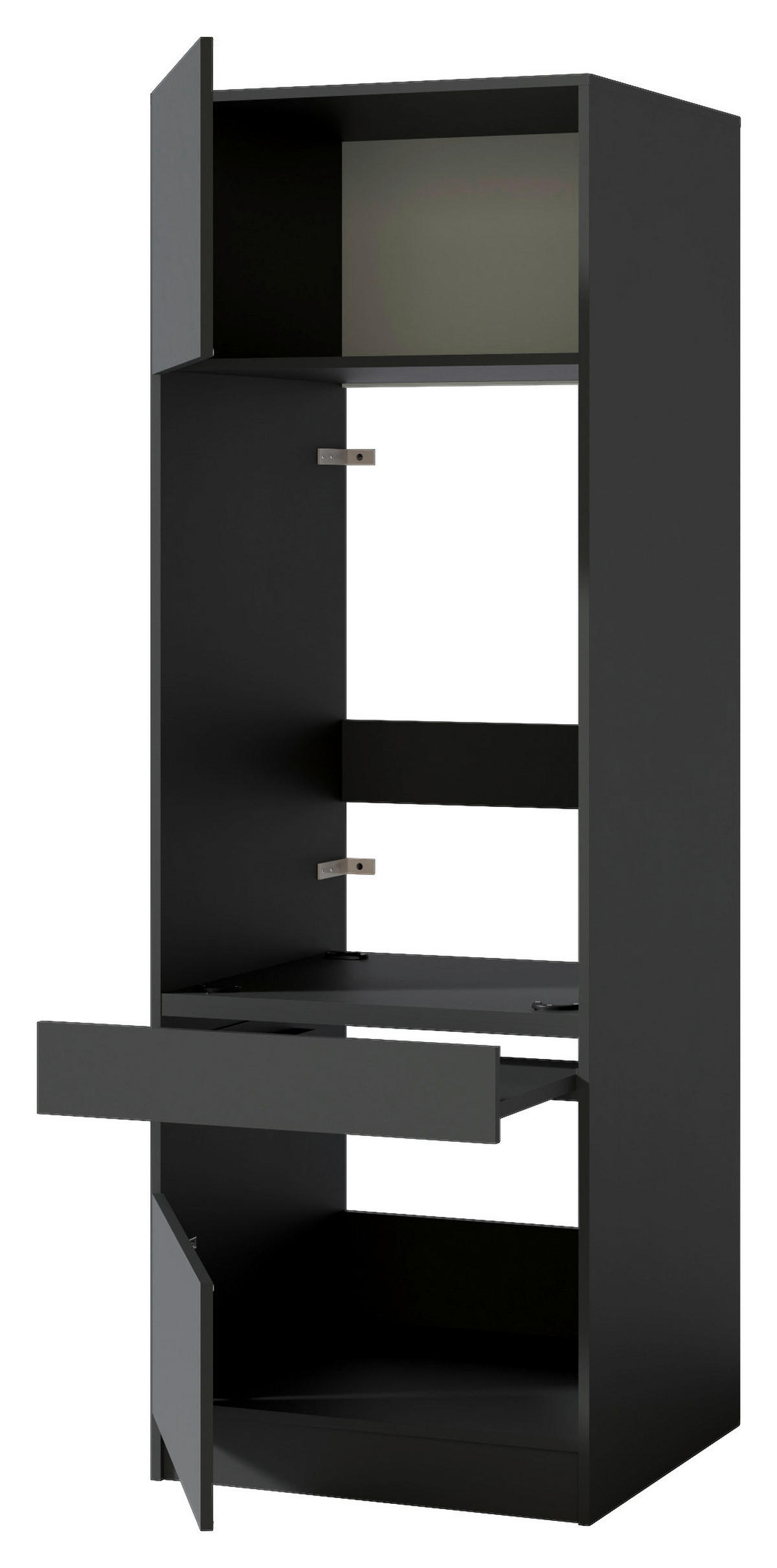 WASCHMASCHINENSCHRANK 68/200/68 cm  in Anthrazit  - Anthrazit/Schwarz, Design, Holzwerkstoff/Metall (68/200/68cm) - Milino