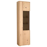 VITRINE in furniert, massiv Asteiche Eichefarben  - Eichefarben/Schwarz, Natur, Glas/Holz (52/205/38cm) - Cantus