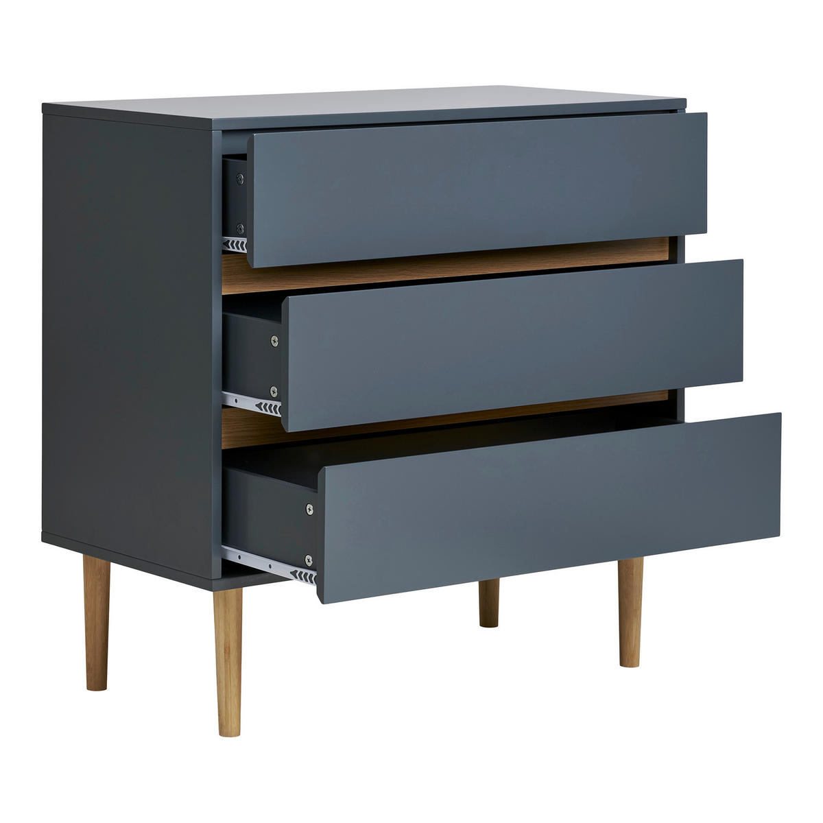 KOMMODE Bisley Chest, 80/80/40 cm, 3 Schublade(n)  - Dunkelgrau/Kieferfarben, Design, Holz/Holzwerkstoff (80/80/40cm) - MID.YOU