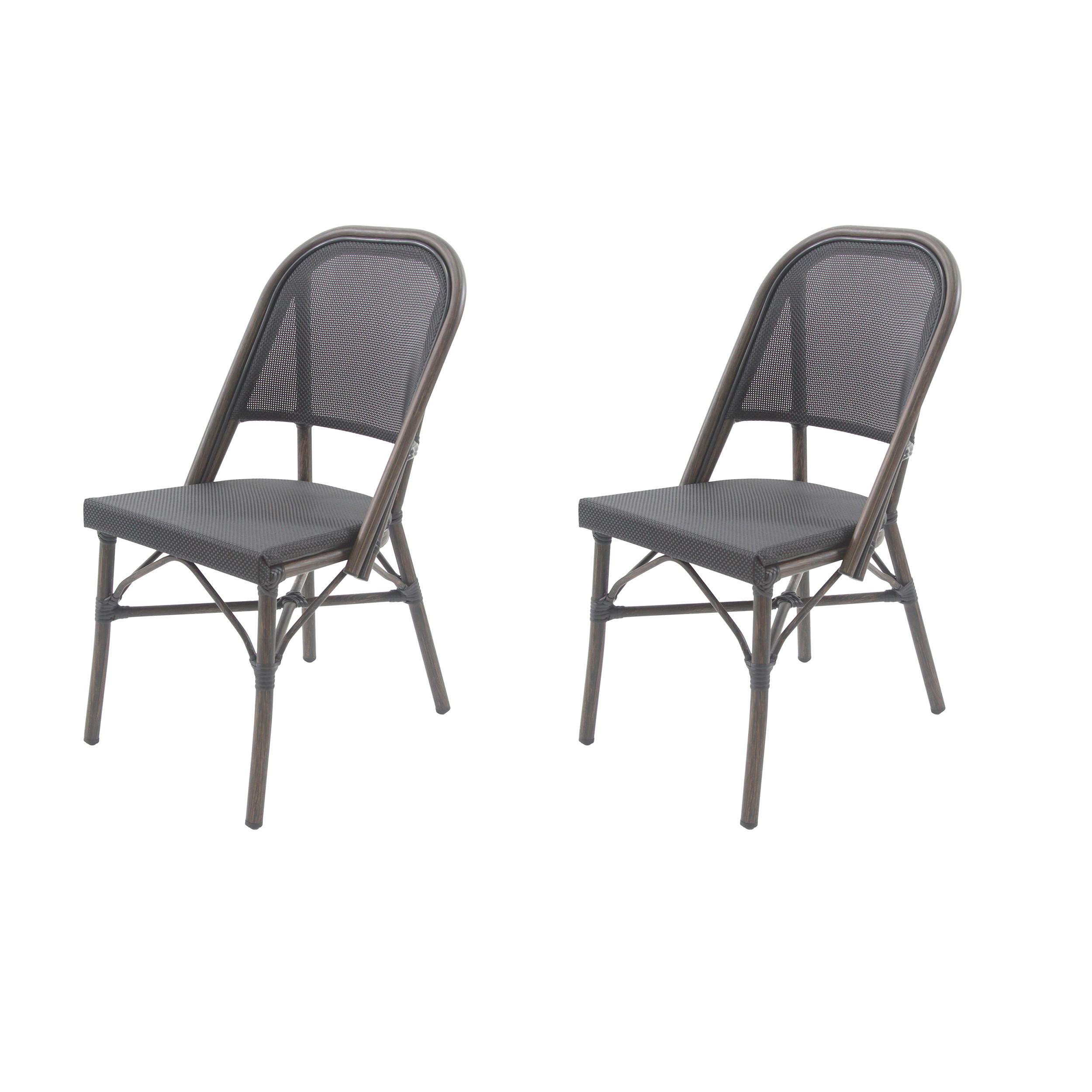 GARTENSTUHL-SET Aluminium Schwarz, Wengefarben  - Wengefarben/Schwarz, MODERN, Textil/Metall (47/90/57cm) - Gardenson