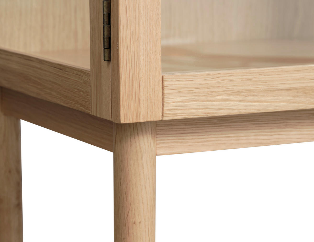 VITRINE in massiv, teilmassiv Eiche Eichefarben  - Eichefarben, Basics, Glas/Holz (90/190/40cm) - Boxxx