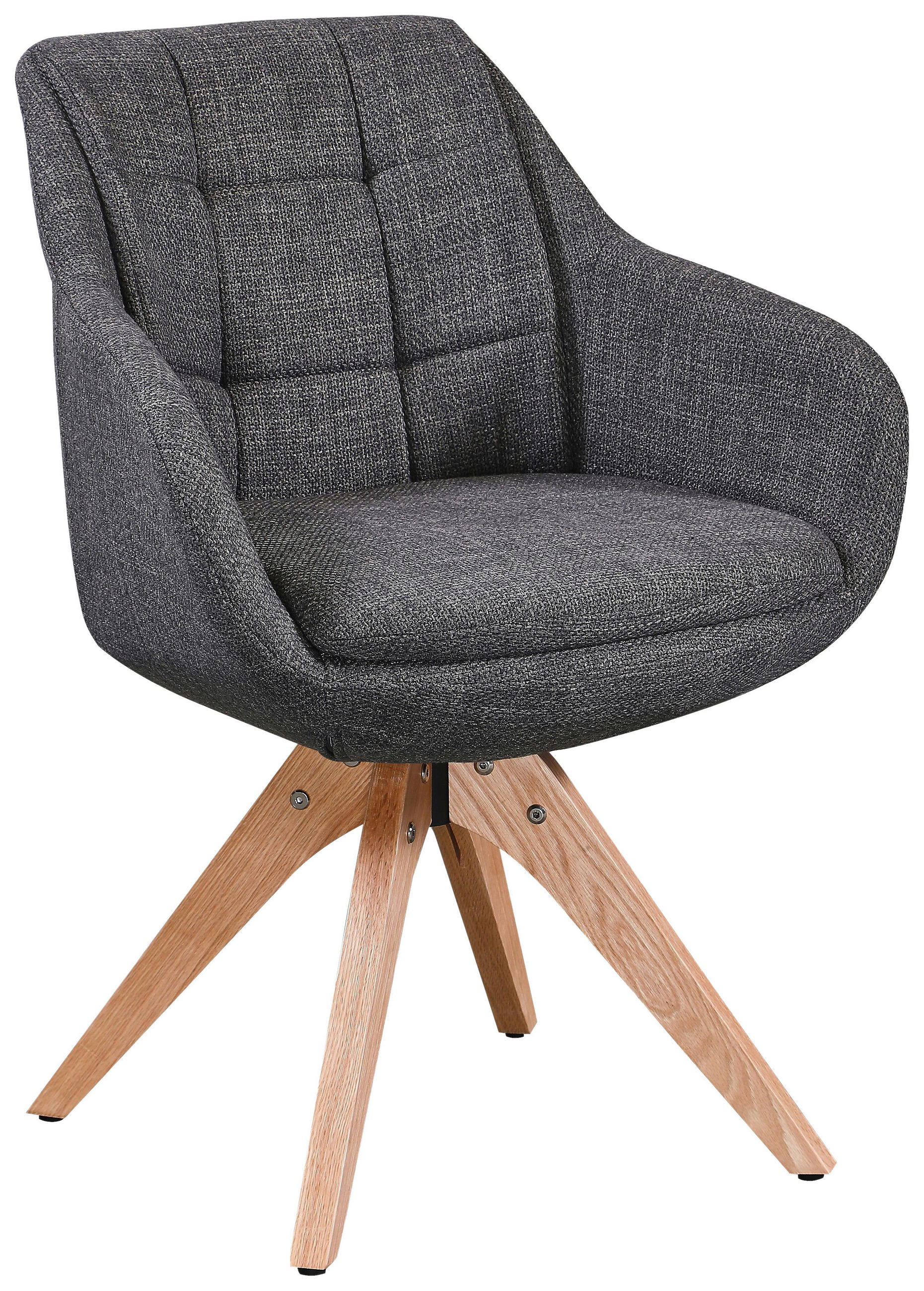 ARMLEHNSTUHL  Sitzfläche 360° drehbar Webstoff  Eichefarben, Dunkelgrau  - Eichefarben/Dunkelgrau, Design, Holz/Textil (62/83/61cm) - Novel