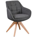 ARMLEHNSTUHL  Sitzfläche 360° drehbar Webstoff  Eichefarben, Dunkelgrau  - Eichefarben/Dunkelgrau, Design, Holz/Textil (62/83/61cm) - Novel