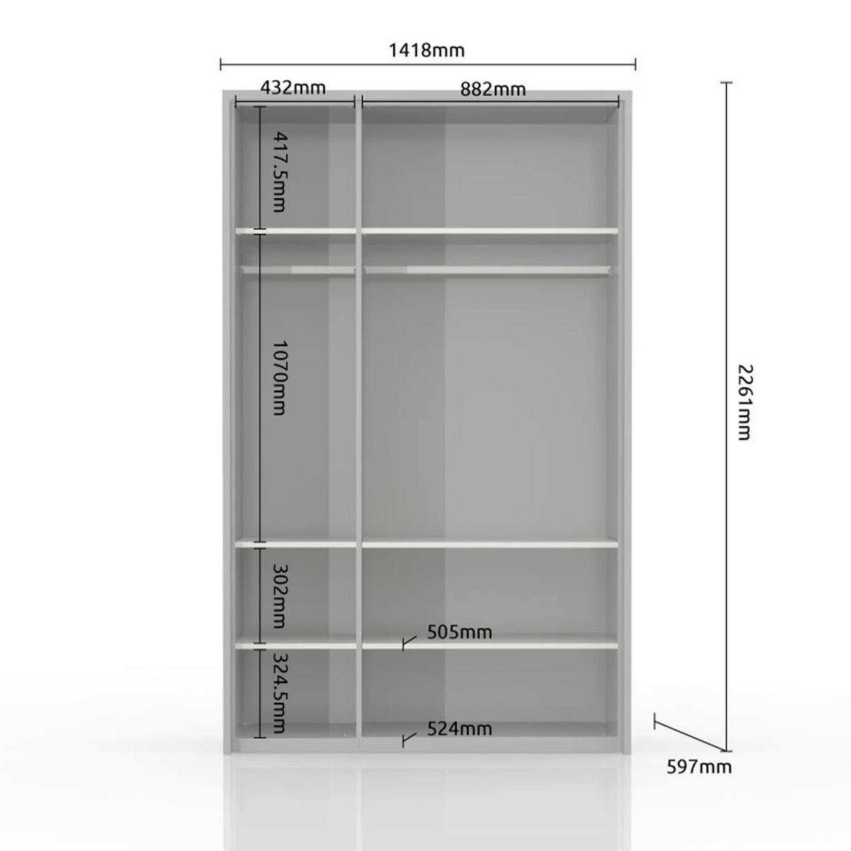 ORMAR SA KLASIČNIM VRATIMA bela, bela visoki sjaj  142/226/60 cm  - bela visoki sjaj/bela, Dizajnerski, metal/pločasti materijal (142/226/60cm)
