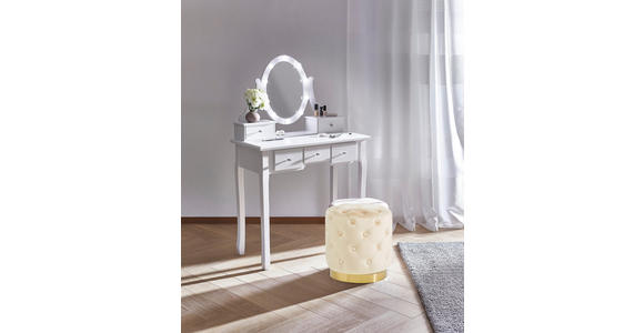 HOCKER Samt Kiefer Goldfarben, Beige - Beige/Goldfarben, Trend, Holz/Textil (37,5/40/37,5cm) - Xora