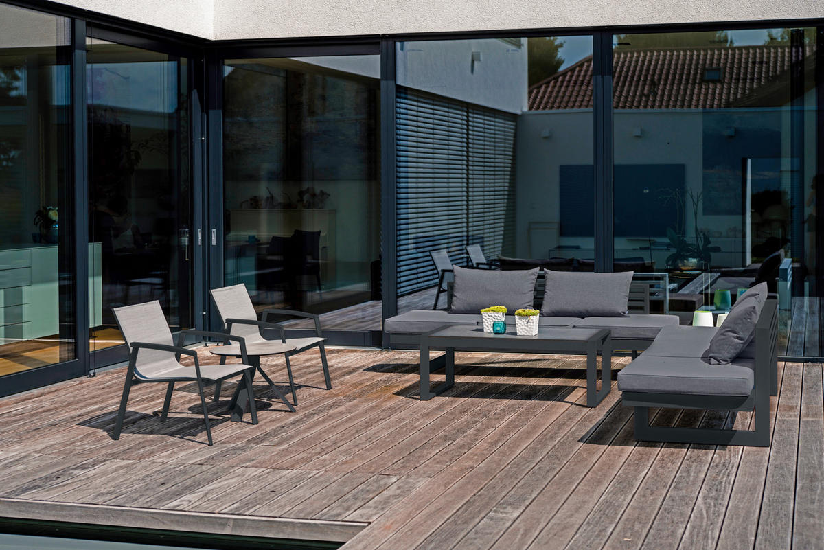 GARTENBANK 216/68/80 cm  Aluminium  - Schieferfarben/Graphitfarben, Design, Textil/Metall (216/68/80cm) - Stern