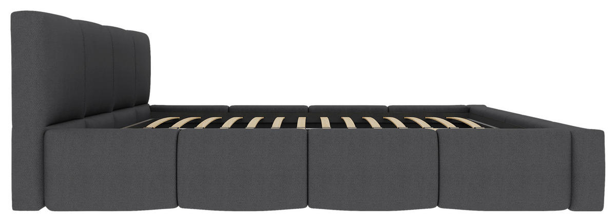 POLSTERBETT 180/200 cm,  in Anthrazit, Lattenrost, Bettkasten,  - Anthrazit/Schwarz, Design, Holz/Textil (180/200cm) - Xora
