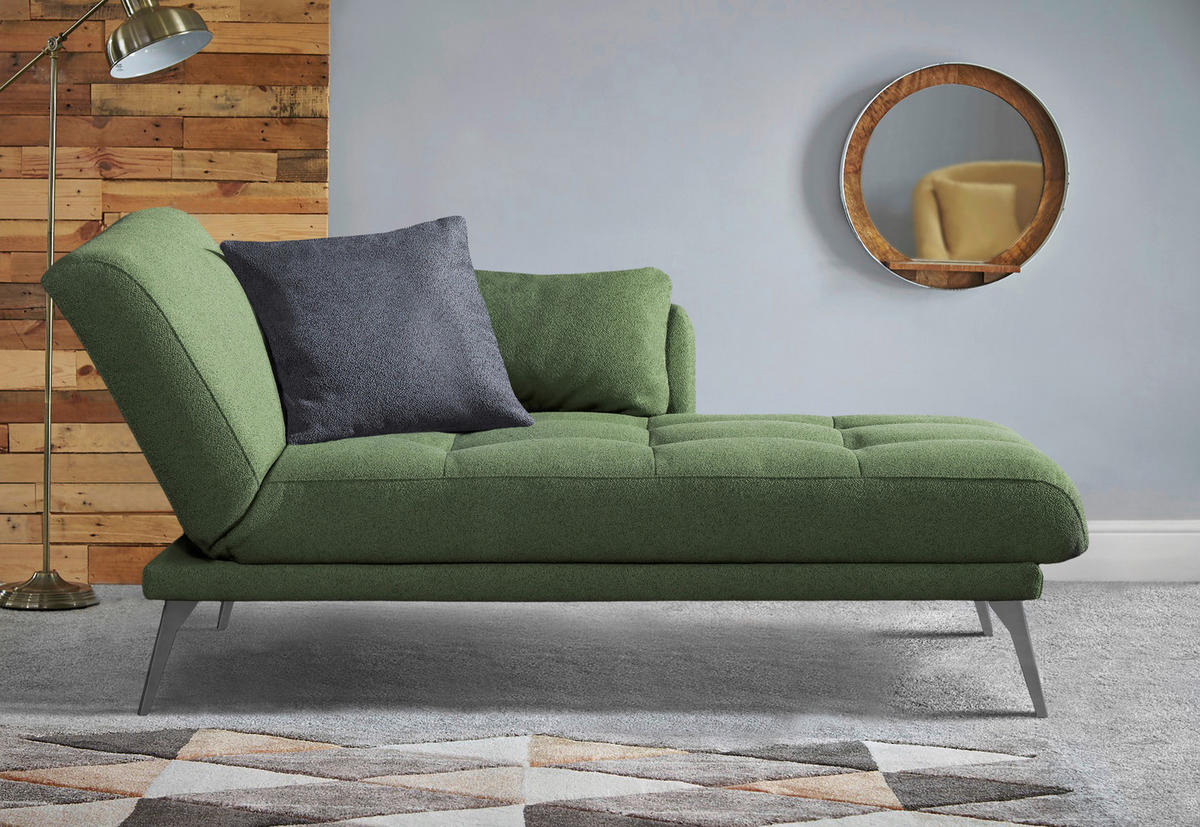 RÉCAMIERE Dunkelgrün  - Chromfarben/Dunkelgrün, Konventionell, Textil/Metall (200/85/106cm) - Novel