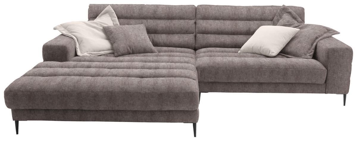 ECKSOFA in Flachgewebe Hellbraun  - Hellbraun/Schwarz, Design, Textil/Metall (207/296cm) - Dieter Knoll