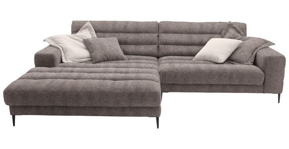 ECKSOFA in Flachgewebe Hellbraun 207/296 cm - Hellbraun/Schwarz, Design, Textil/Metall (207/296cm) - Dieter Knoll