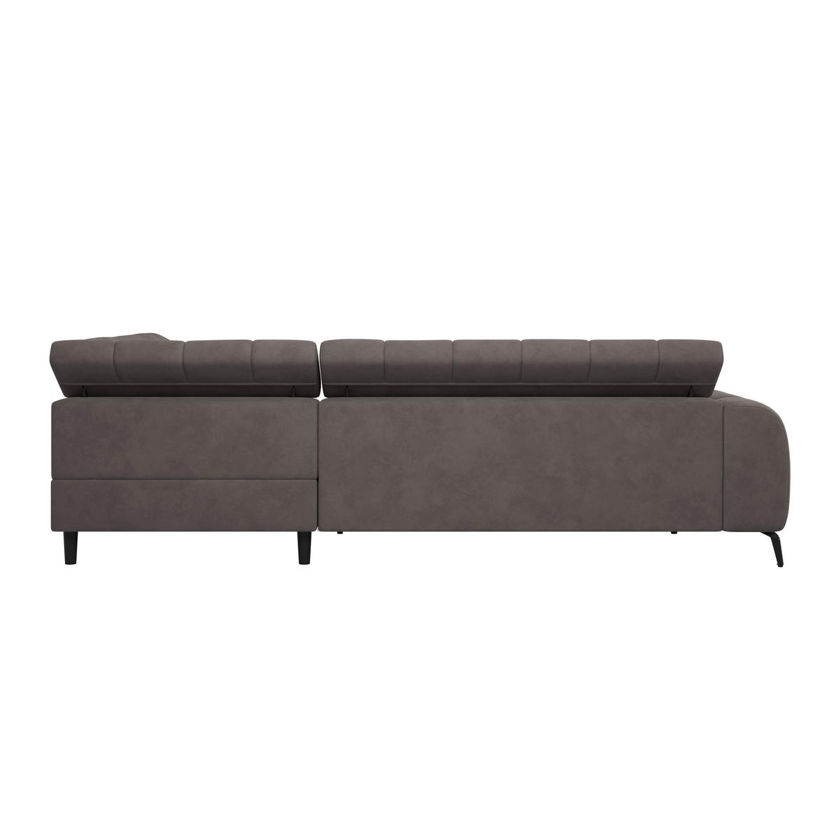 ECKSOFA Graphitfarben Bettkasten, Rücken echt, Kopfteilverstellung  - Dunkelgrau/Schwarz, Trend, Kunststoff/Textil (261/203cm) - Livetastic