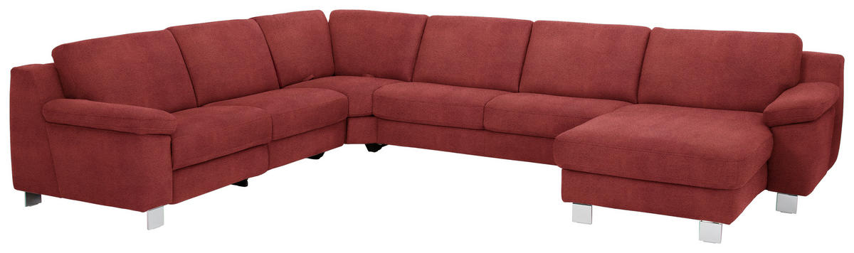 WOHNLANDSCHAFT in Mikrofaser Rot  - Chromfarben/Rot, Design, Textil/Metall (278/364/166cm) - Valdera
