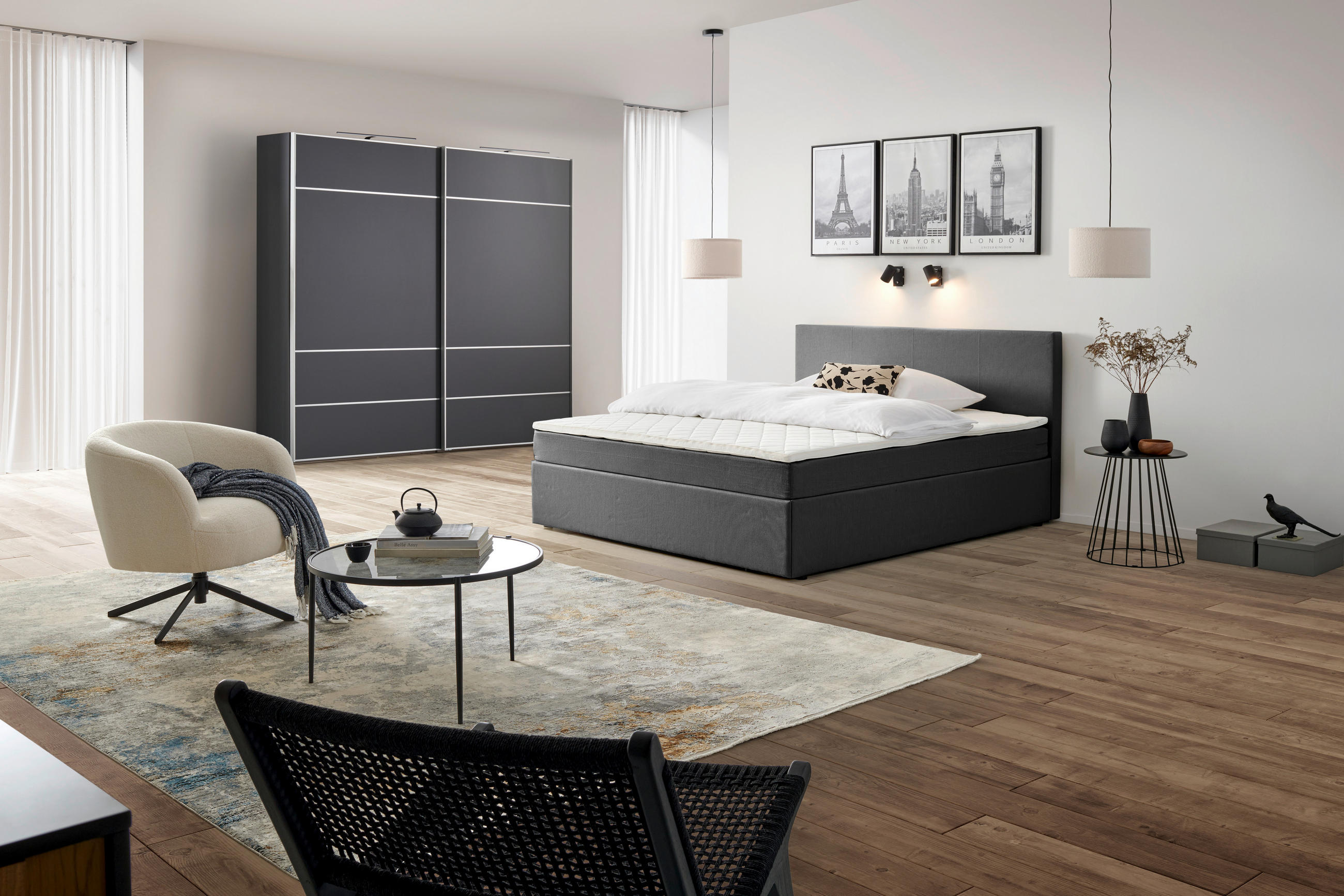 P & B AMERICKÁ POSTEĽ, 200/200 cm, sivá