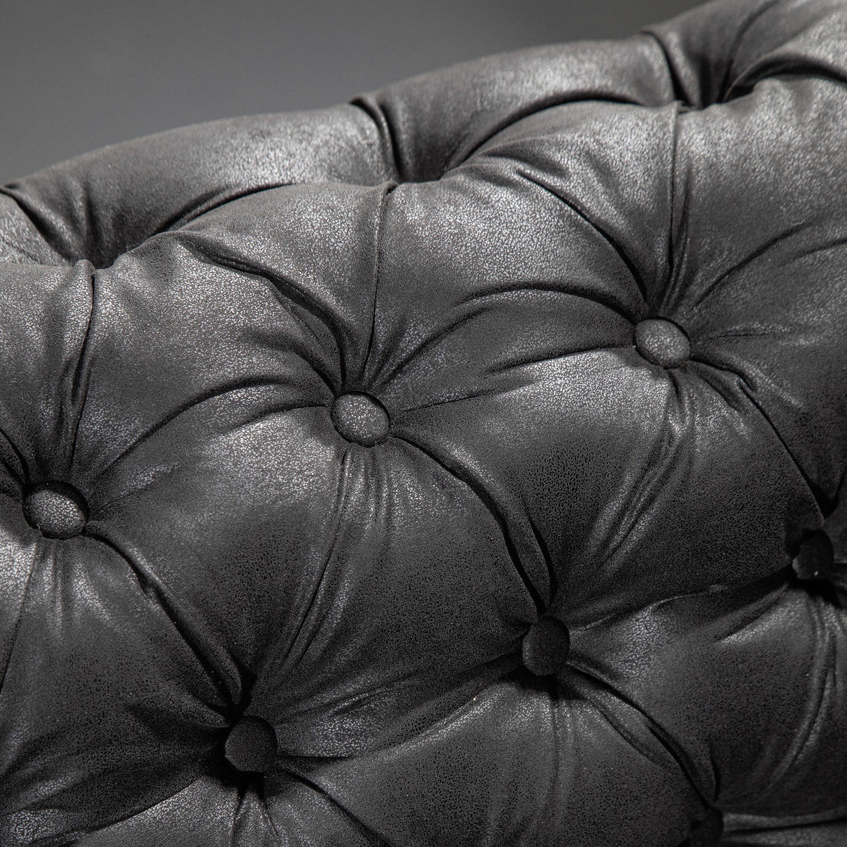CHESTERFIELD-SOFA Mikrofaser Dunkelgrau  - Dunkelgrau/Dunkelbraun, KONVENTIONELL, Textil (203/79/93cm) - Livetastic