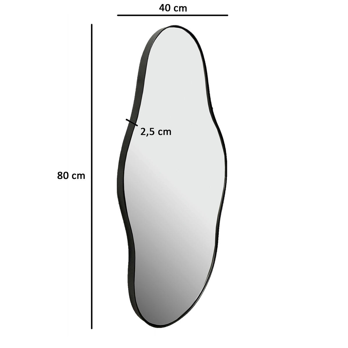 STENSKO OGLEDALO, 40/80/2,5 cm steklo  - črna, Design, kovina/steklo (40/80/2,5cm) - MID.YOU