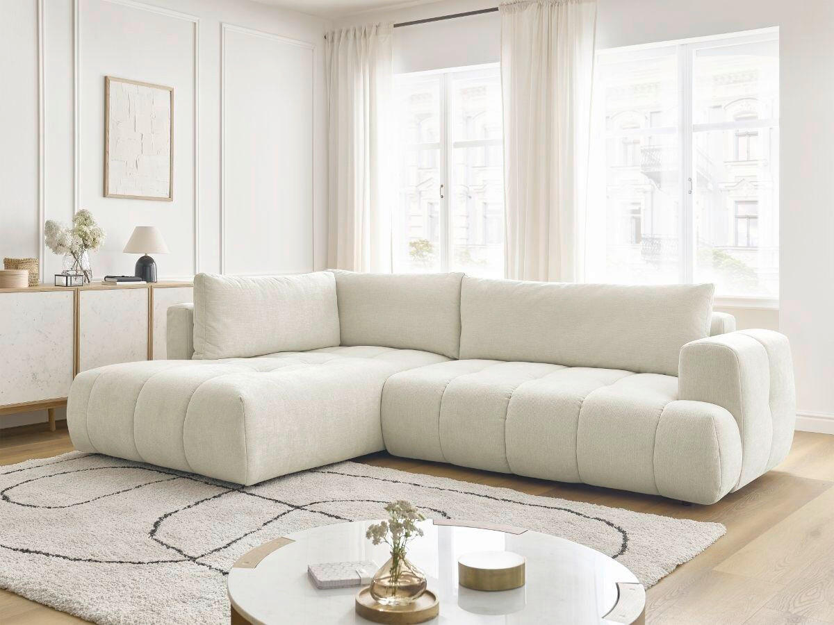 ECKSCHLAFSOFA FUJI Leinenoptik Beige  inkl.  - Beige/Schwarz, MODERN, Kunststoff/Textil (204/282cm)