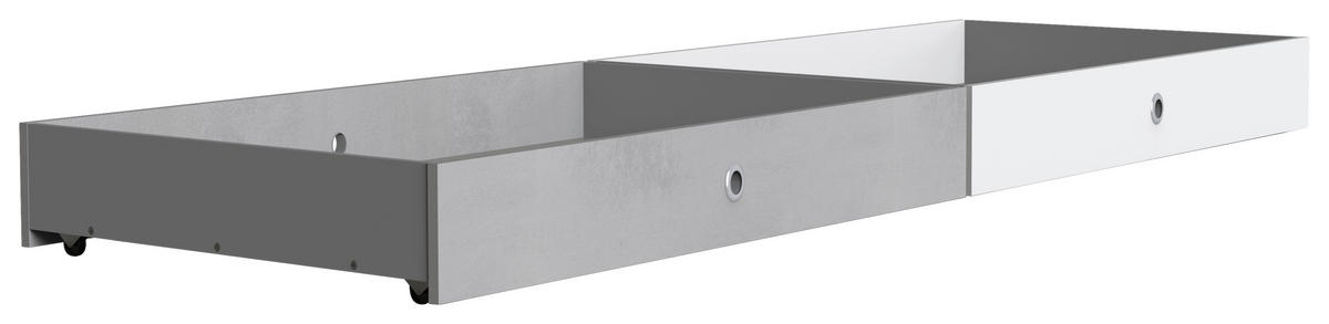BETTKASTENSET  in Grau, Weiss  - Weiss/Grau, Konventionell, Holzwerkstoff (100/16/60cm) - Carryhome