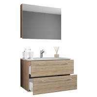 BADEZIMMER 3-teilig  in 60 cm  - Alufarben/Weiß, MODERN, Keramik/Holzwerkstoff (60cm) - MID.YOU