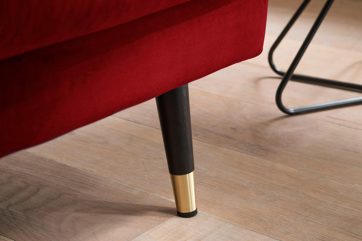 ECKSOFA Eckteil  ROSSANA-2S.REC Dunkelrot Samt  - Dunkelrot, MODERN, Holz/Textil (258/160cm) - MID.YOU