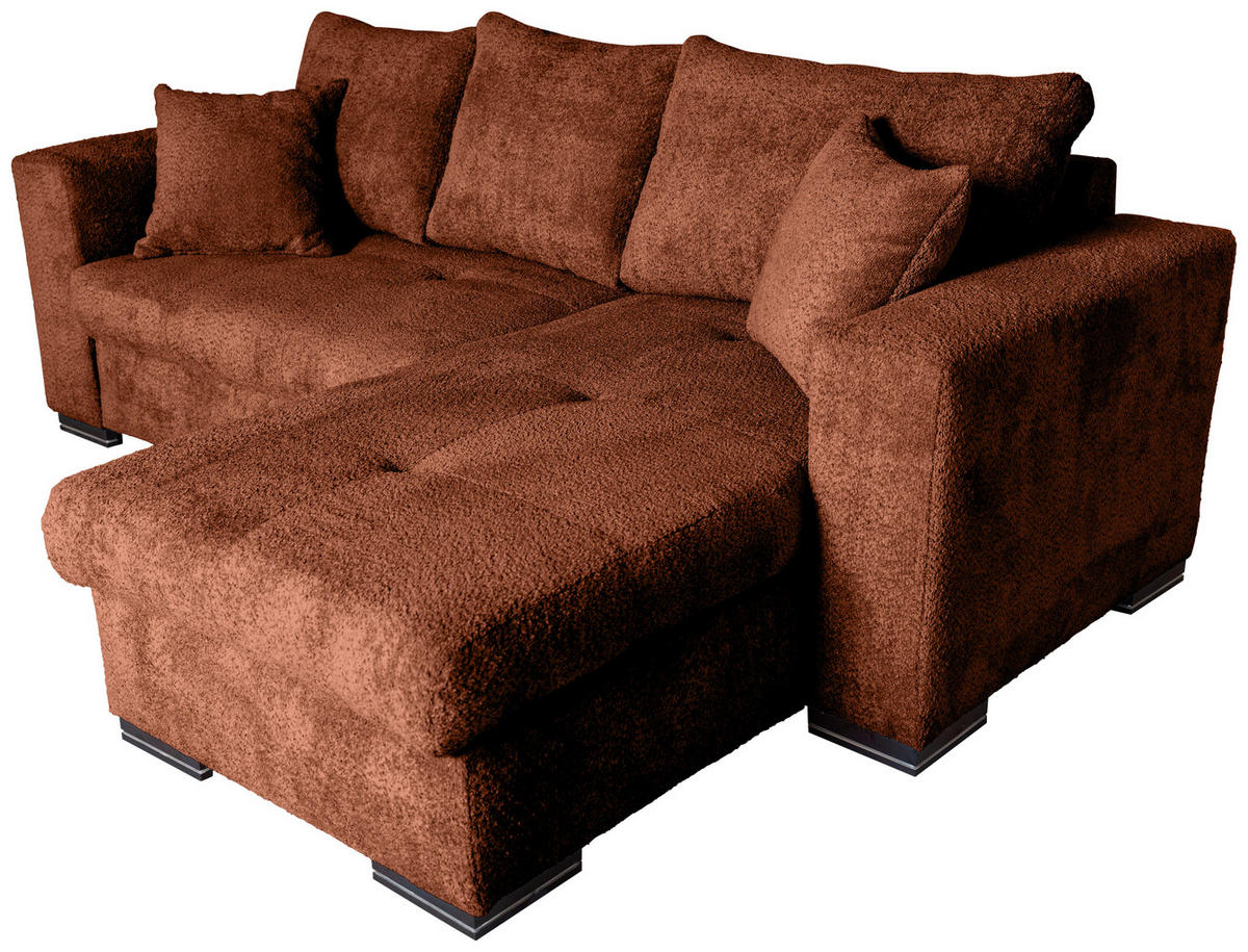 ECKSOFA Terracotta Webstoff  - Terracotta/Braun, KONVENTIONELL, Holz/Textil (170/235cm) - Carryhome