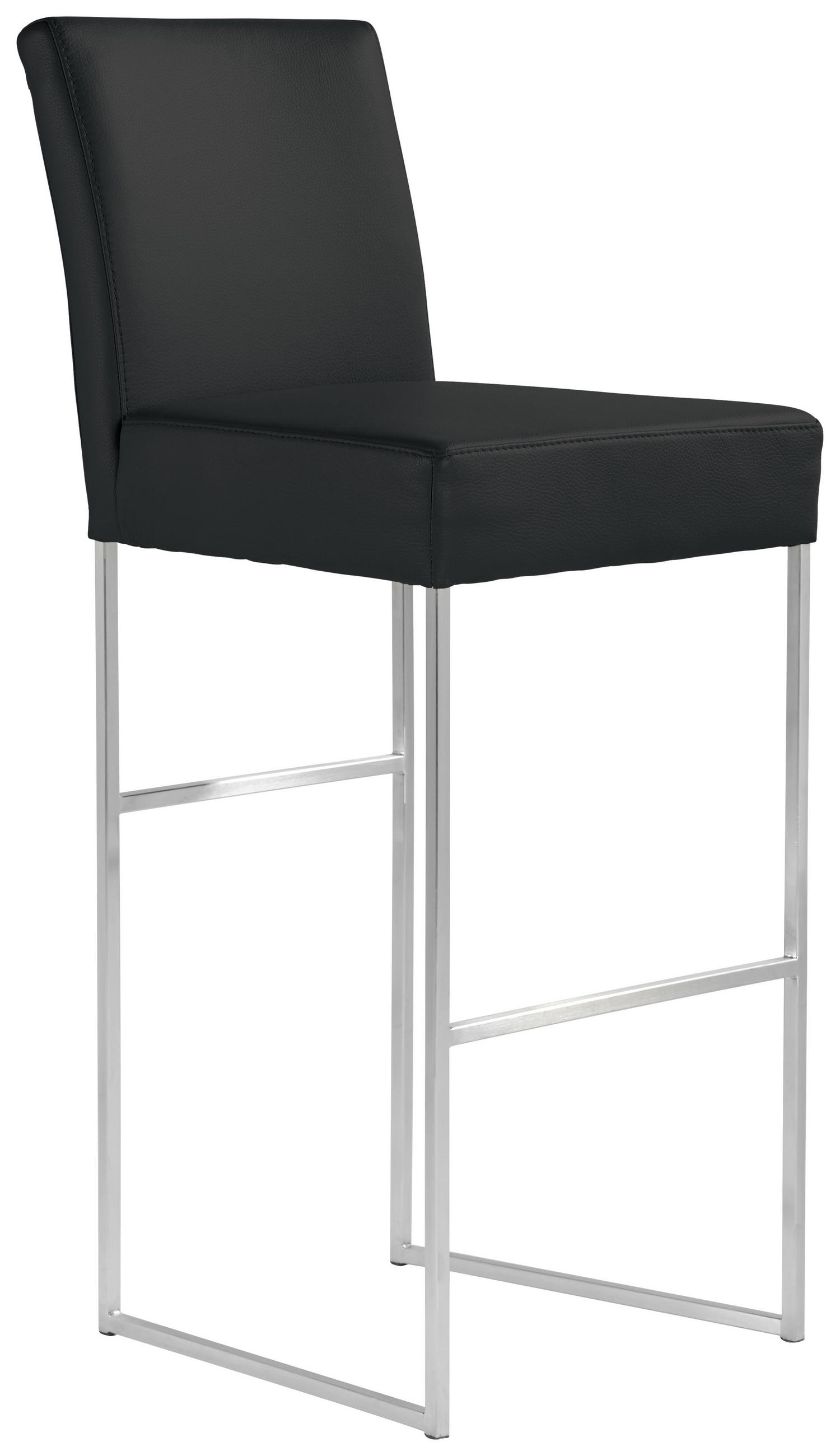 BARHOCKER Echtleder Schwarz Edelstahl Lederauswahl  - Schwarz, Design, Leder/Metall (47/112/60cm) - Musterring