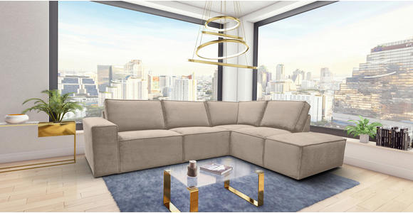 ECKSOFA Taupe Chenille  - Taupe/Schwarz, KONVENTIONELL, Kunststoff/Textil (275/212cm) - Carryhome