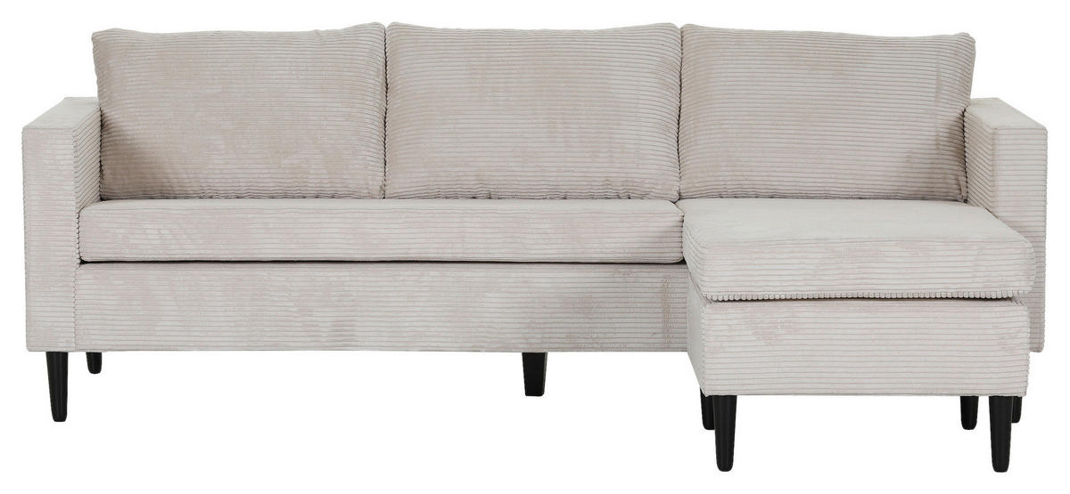 ECKSOFA Beige Cord  - Beige/Schwarz, KONVENTIONELL, Holz/Textil (218/150cm) - Boxxx
