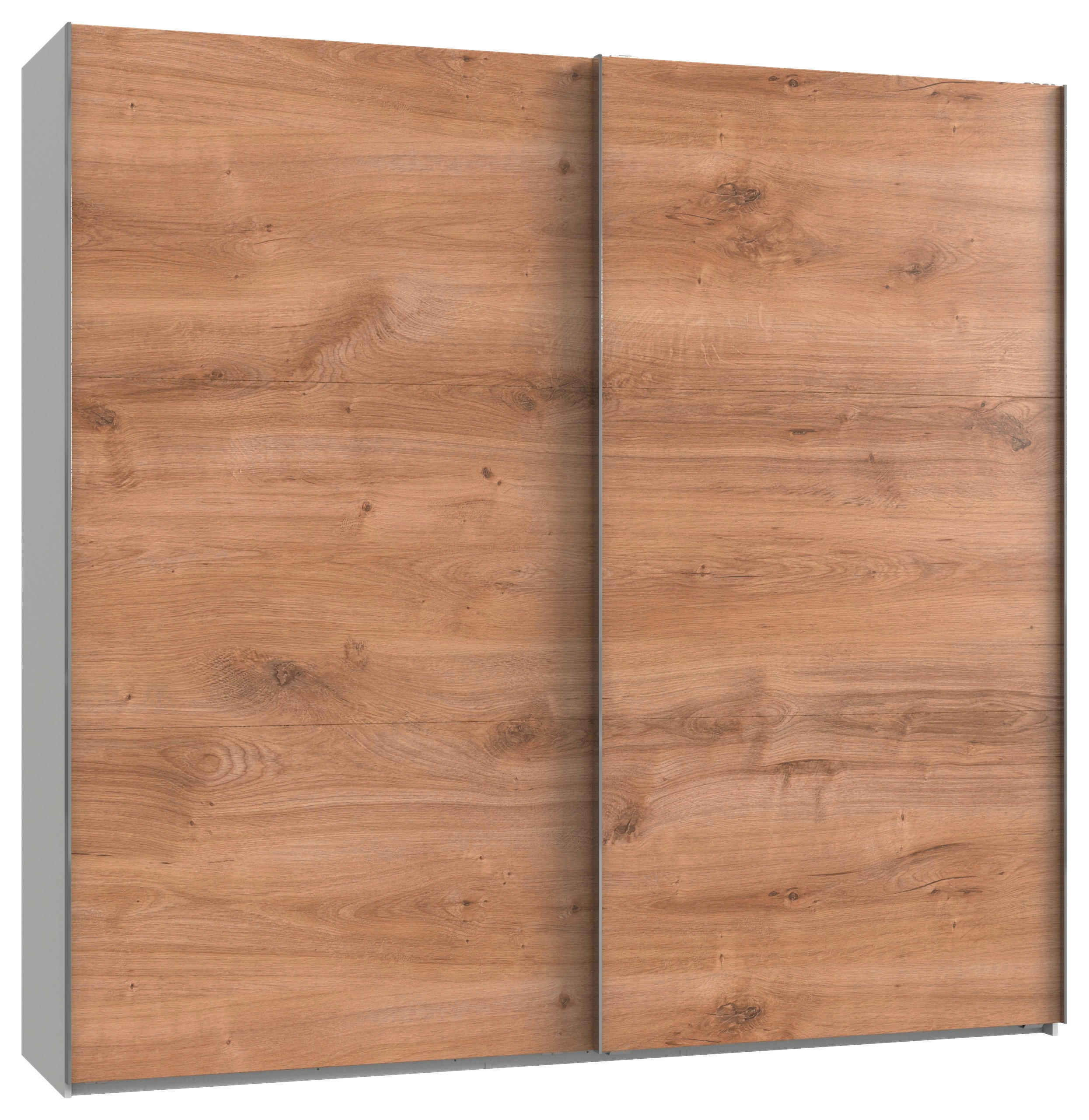 SCHWEBETÜRENSCHRANK 250/236/65 cm 2-türig Weiß, Eichefarben  - Chromfarben/Eichefarben, MODERN, Holzwerkstoff (250/236/65cm) - MID.YOU