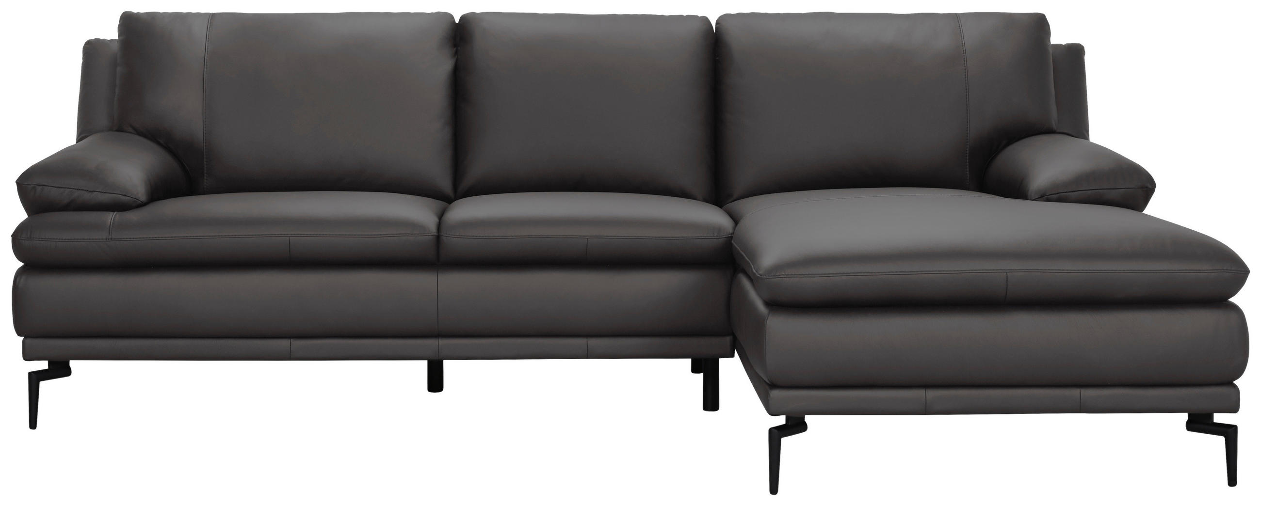 ECKSOFA Grau Echtleder  - Schwarz/Grau, Design, Leder (248/158cm) - MID.YOU