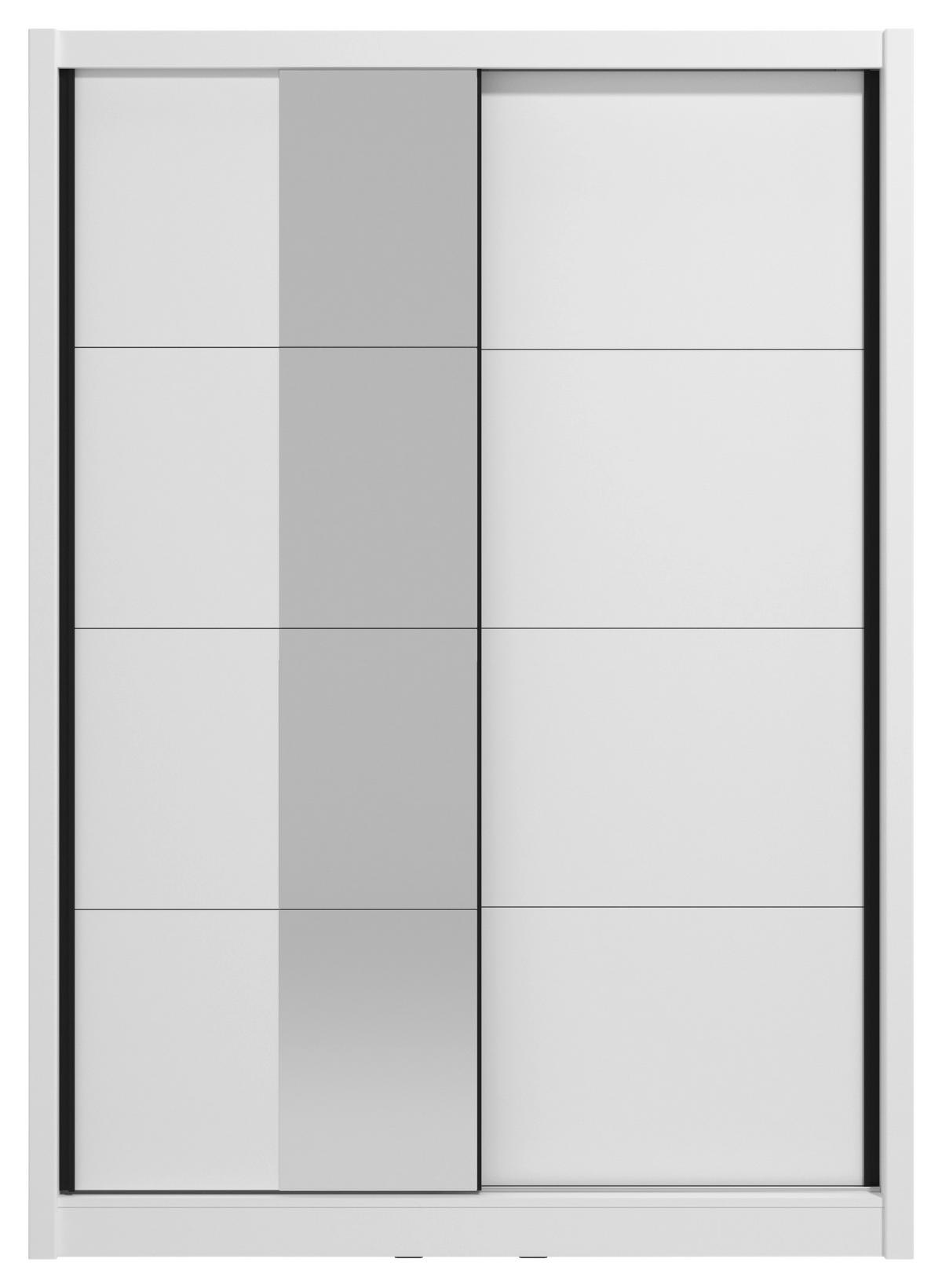 SCHIEBETÜRENSCHRANK 155/215,5/60 cm 2-türig Weiß  - Schwarz/Weiß, MODERN, Holzwerkstoff/Metall (155/215,5/60cm) - MID.YOU