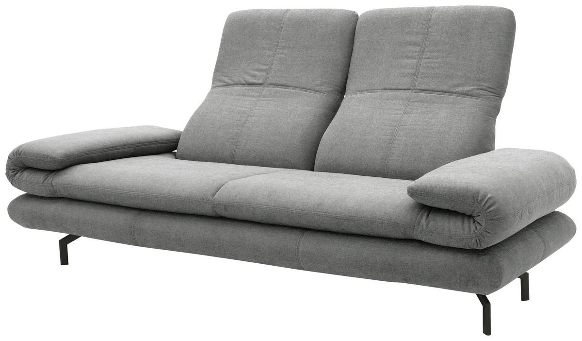 ZWEISITZER-SOFA mit Funktionen Webstoff Grau  - Schwarz/Grau, Design, Textil/Metall (204 (264)/83 (110)/98cm) - LOOKS by W.Joop