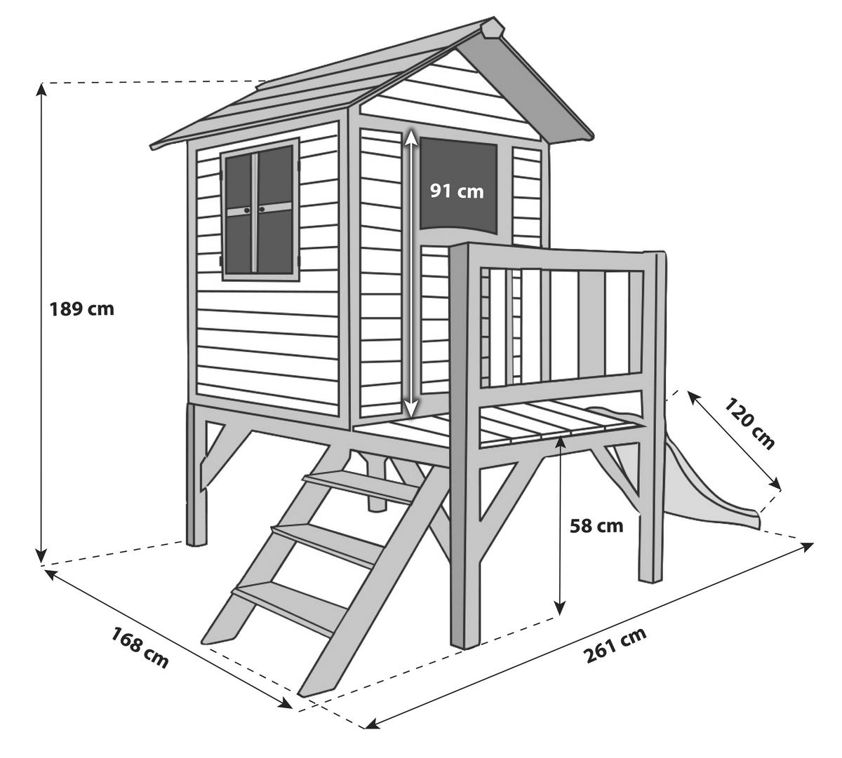 SPIELHAUS 260/190/167 cm axi  - Blau/Weiß, Basics, Holz (260/190/167cm)