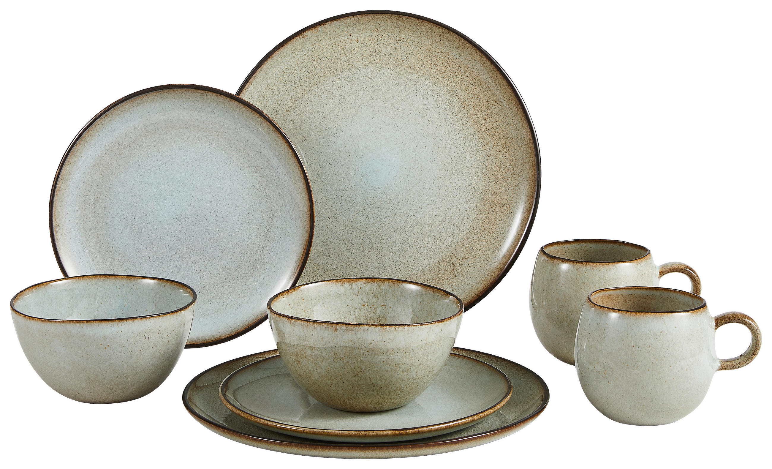 KOMBISERVICE Grau 8-teilig 2 Personen  - Grau, Basics, Keramik - Creatable