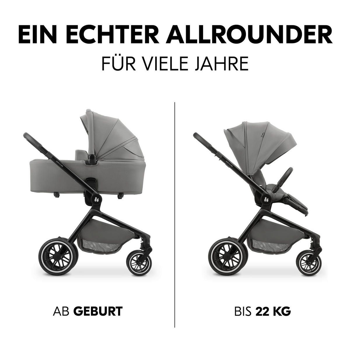KOMBIKINDERWAGEN  Move N Care Set  Dark Grey  - Schwarz/Grau, Basics, Kunststoff/Textil (61/105/100cm) - Hauck