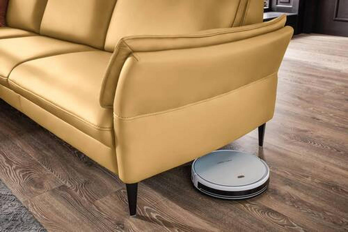 ECKSOFA in Echtleder Gelb  - Gelb/Schwarz, Design, Leder/Metall (172/334cm) - Valdera