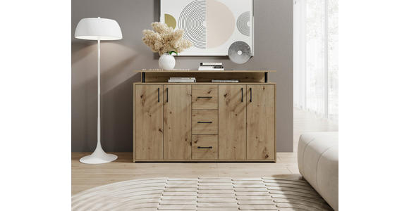 SIDEBOARD 139/90/34 cm  in Eiche Artisan  - Eiche Artisan, KONVENTIONELL, Holzwerkstoff/Kunststoff (139/90/34cm) - Carryhome